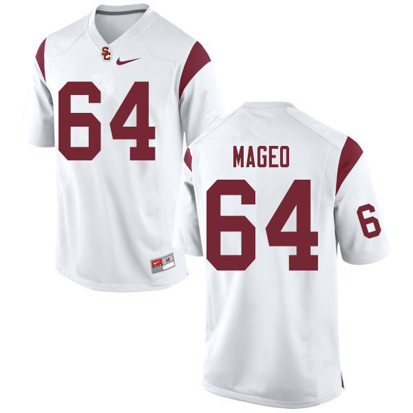 Men #64 AJ Mageo USC Trojans College Football Jerseys Sale-White